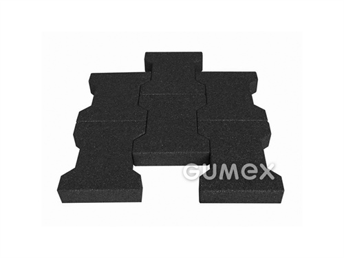 Elastická zámková dlažba ELASTON-ELTEC PUZZLE, hrúbka 17mm, 1120x1000mm, recyklovaná guma, PU pojivo, čierna